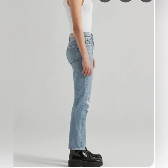 Edwin - Cai High Waist Ripped Straight Leg Jeans- Slayer- 24 - Picture 5 of 11